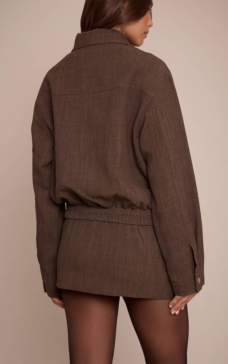 Taupe Jupe Ajustée Tissée À Poches Mini Ensemble Coordonné