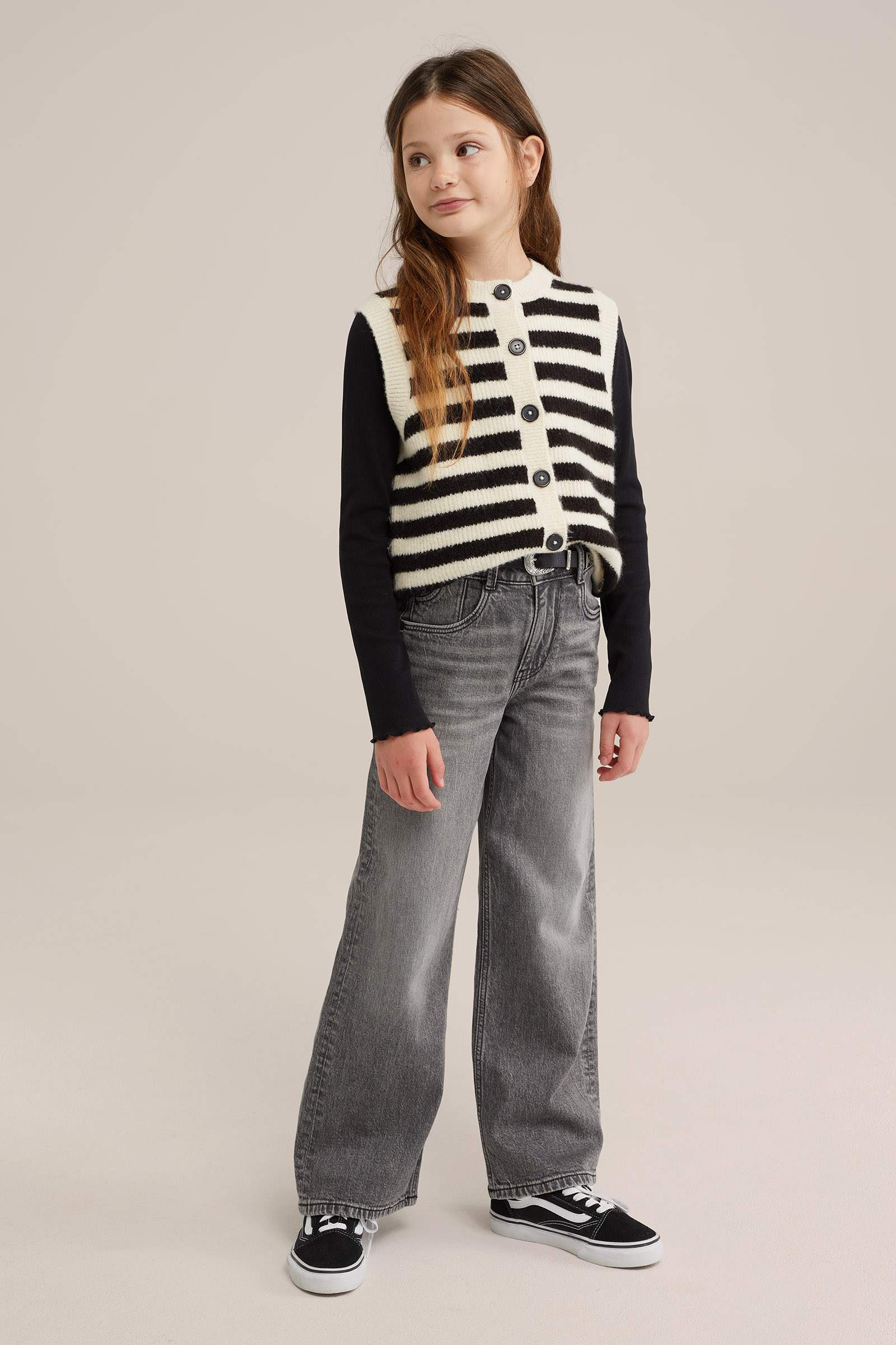 Meisjes wide leg jeans met stretch Blue Ridge Grijs