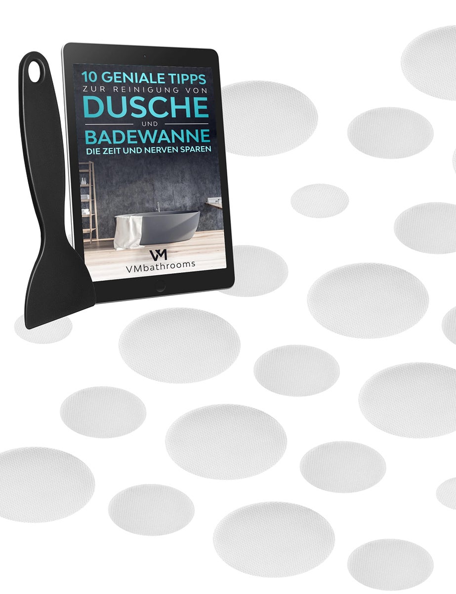VMbathrooms 24-delige antislipstickers voor bad en douche - Transparante antislipmatten - Zelfklevende badstickers - Ronde douchematten + gratis e-book