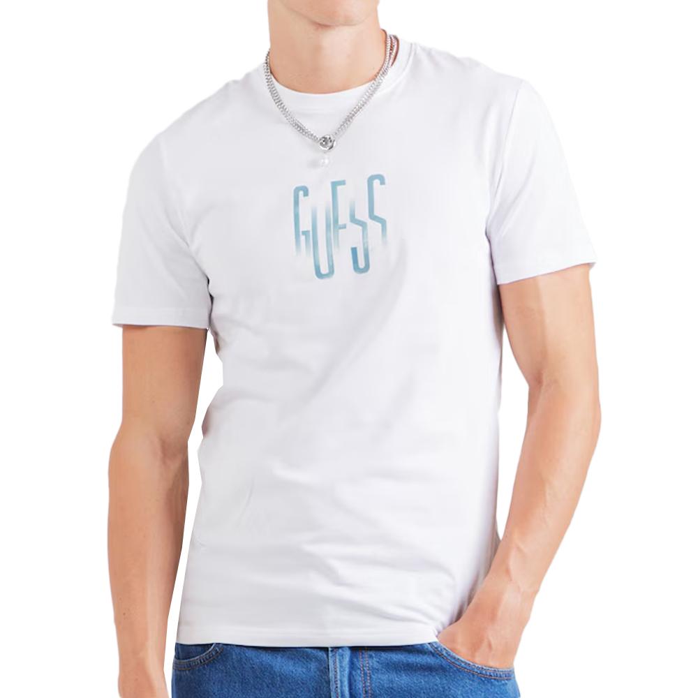 Guess T-shirt Blanc Homme Guess Shaded