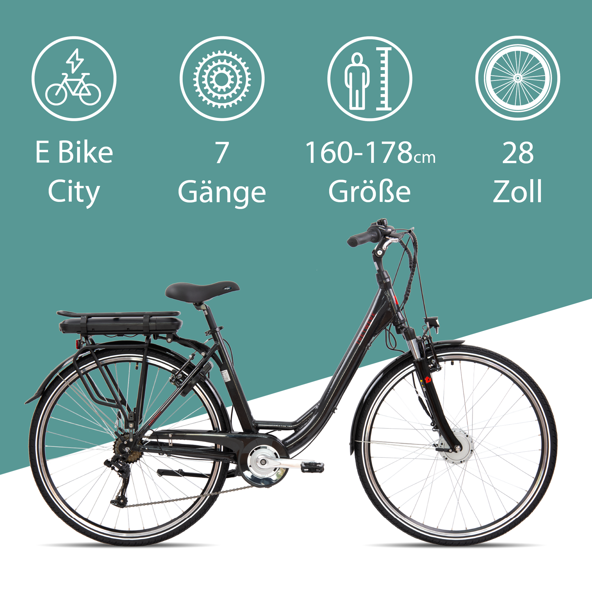 Tretwerk Sao Paulo E Bike 28 Zoll Pedelec 160 - 178 cm Elektro Damenfahrrad 7 Gänge 468 Wh