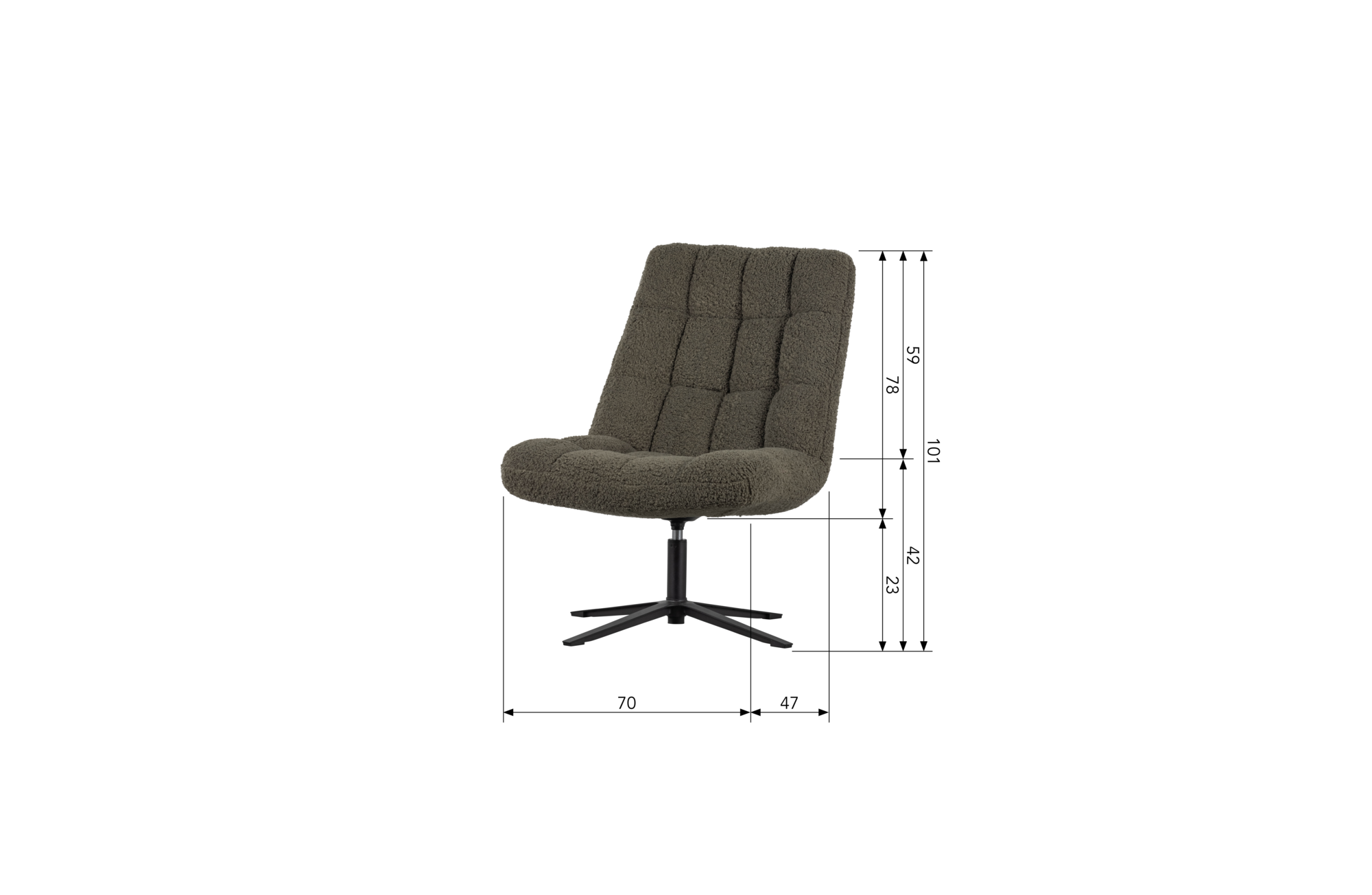 WOOOD draaifauteuil Job Draaifauteuil Job - Teddy - Groen