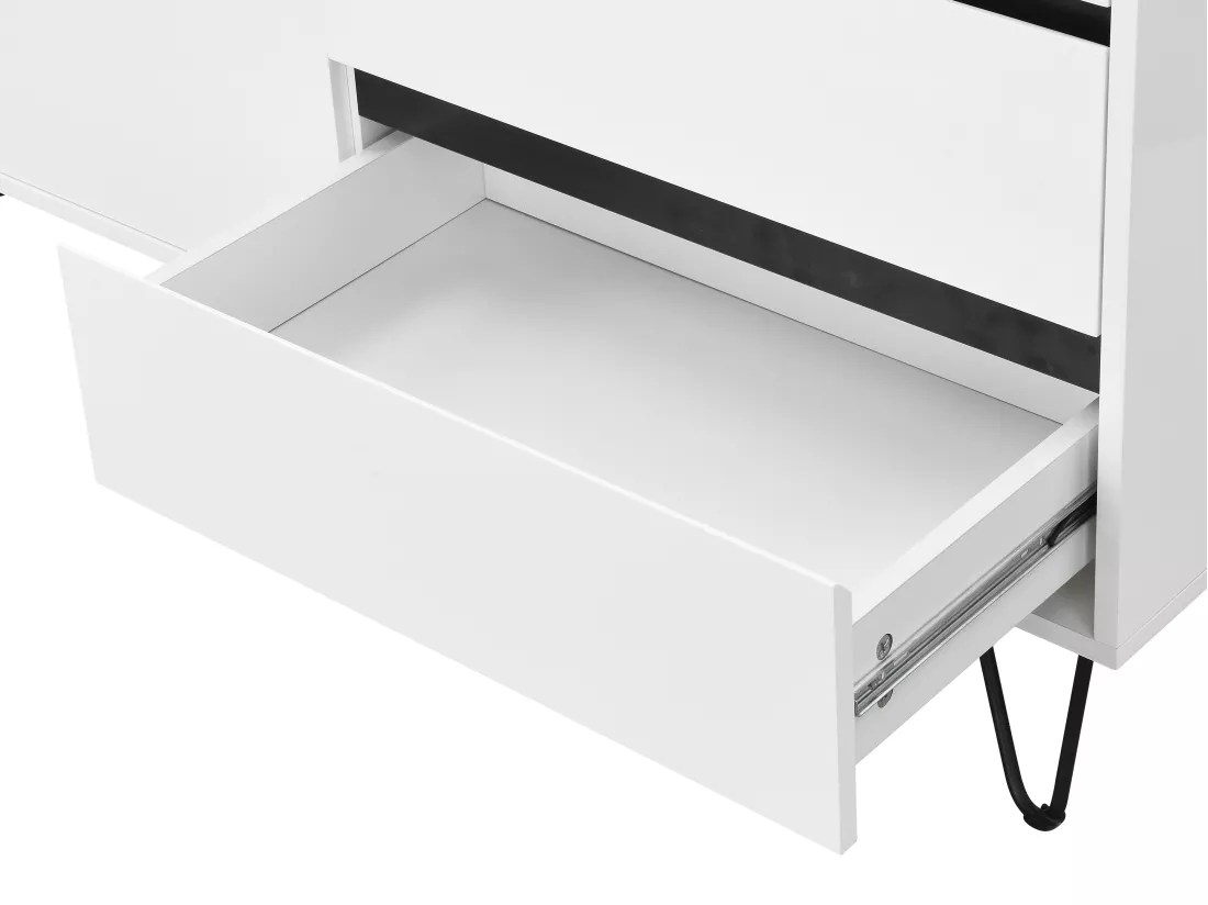 Buffet avec 2 portes et 3 tiroirs en MDF et acier - Blanc et Noir - ABUJA de Pascal Morabito