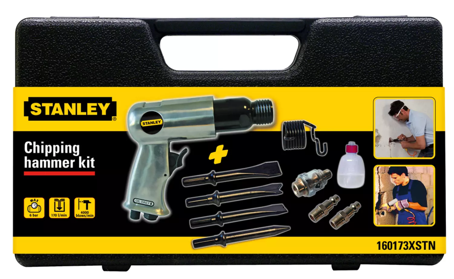 Stanley 160173XSTN Pneumatische hakhamer set in koffer - 12mm - 5J