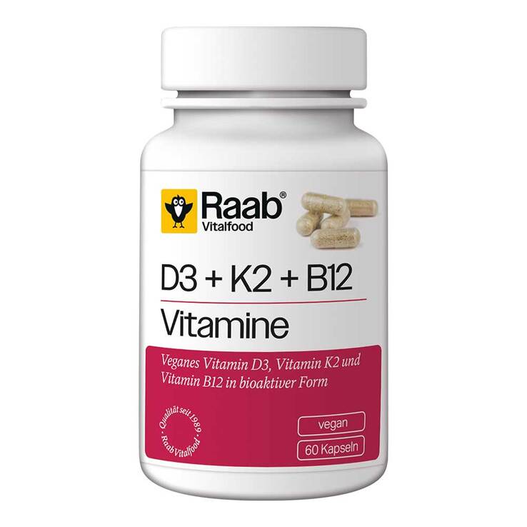 Raab Vitalfood Vitamin D3 K2 B12 Kapseln, 60 St