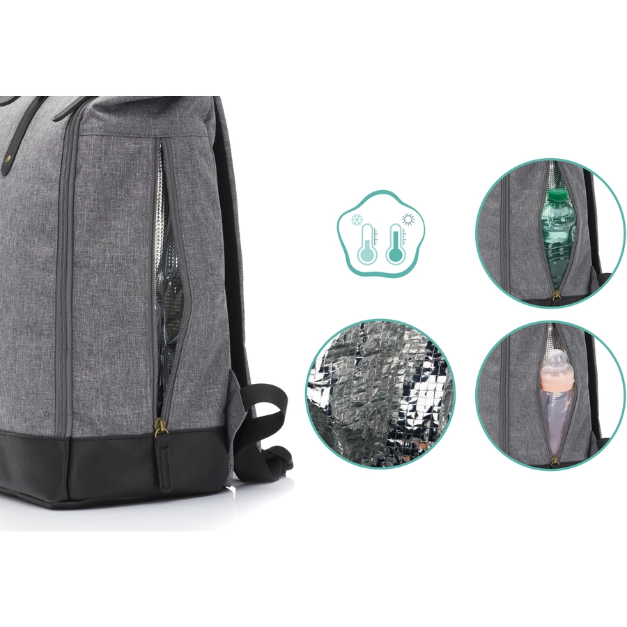 Fillikid Wickelrucksack Rolltop Berlin grau schwarz