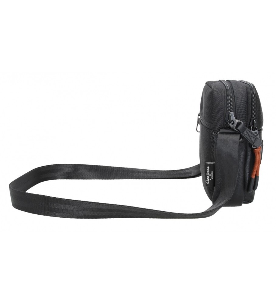 Bolsa de ombro pequena Pepe Jeans Egham com dois compartimentos, preta.