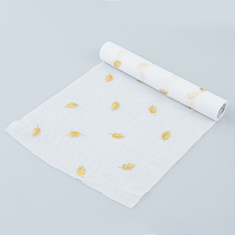 Chemin de table gaze de coton feuilles