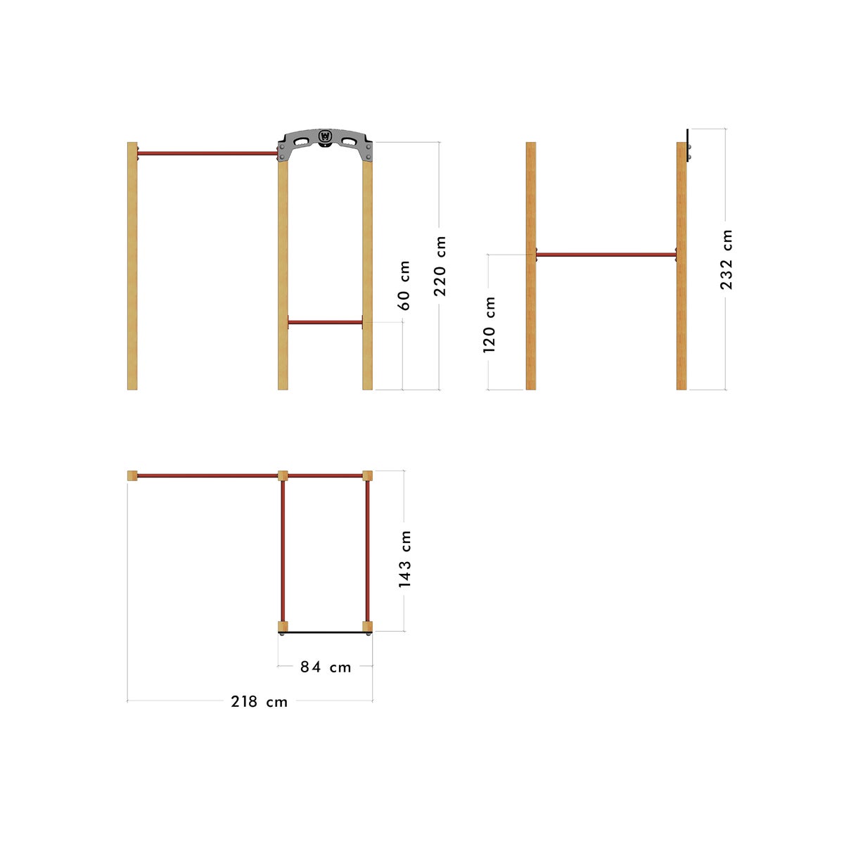 WICKEY FIT Base 510 – outdoor fitnesstoestel – rood