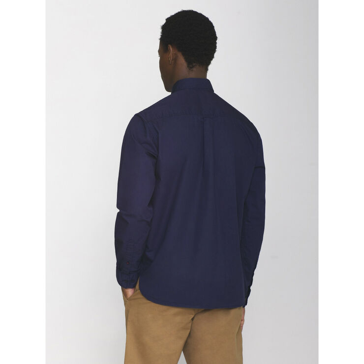 Knowledge Cotton Apparel ALF regular crispy cotton shirt - GOTS/Vegan Blå