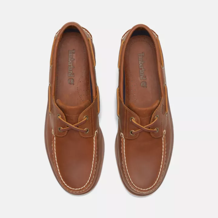 Chaussures bateau classique en cuir pour homme en marron clair