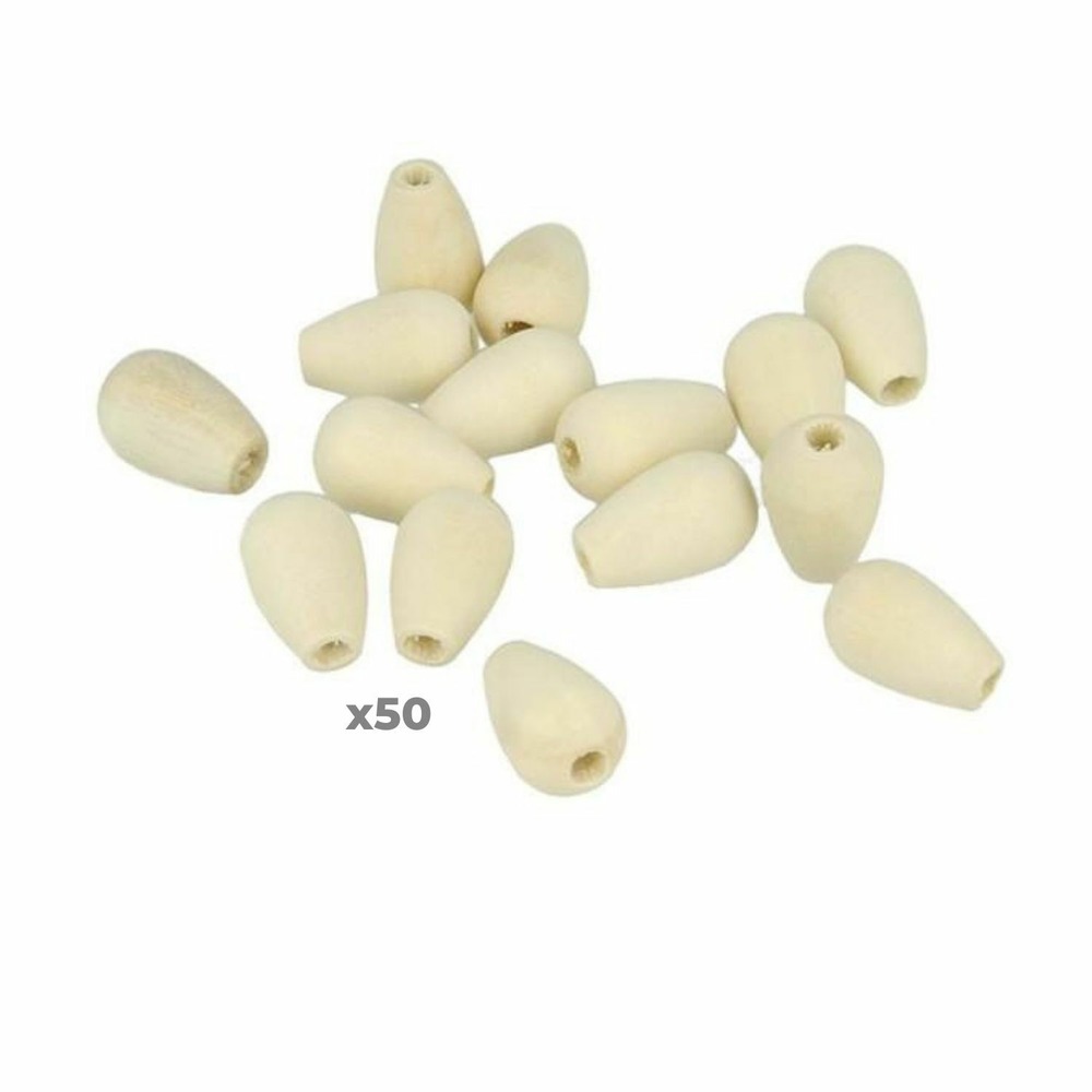50 perles en bois gouttes 18 x 12 mm