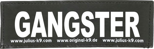 Julius K9 tekstlabel Gangster zwart 16 x 5 cm 2 stuks