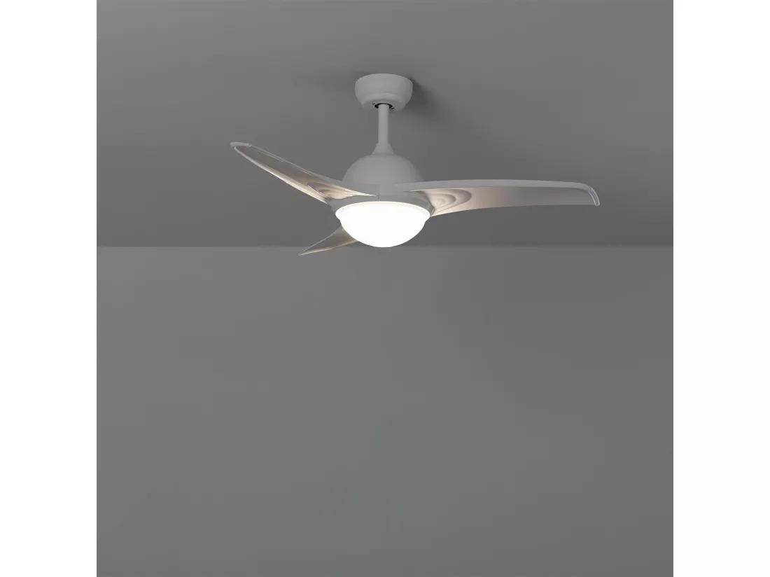 Ventilateur de Plafond Silencieux Aran Blanc 107cm Moteur DC WiFi Blanc