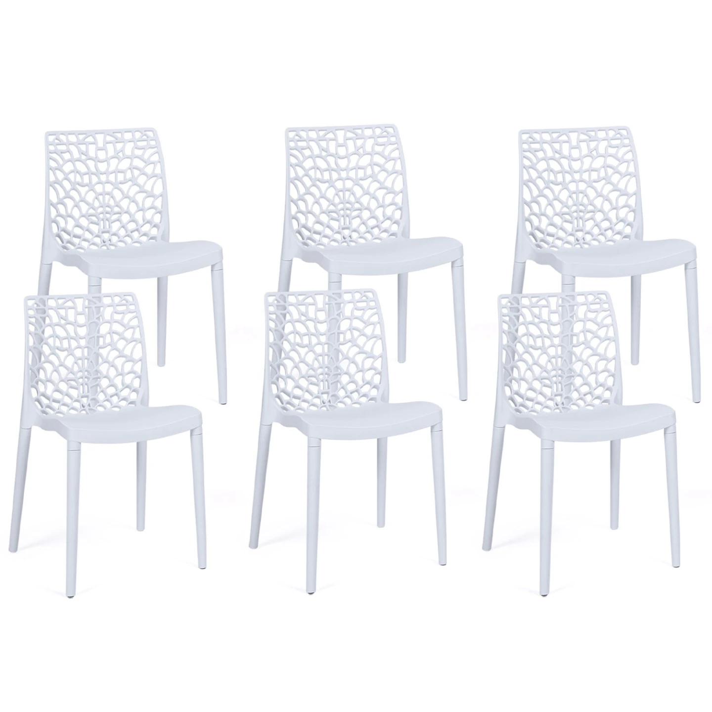 Lot de 6 chaises de jardin  ALYSSA en polypropylène nid d'abeille blanc