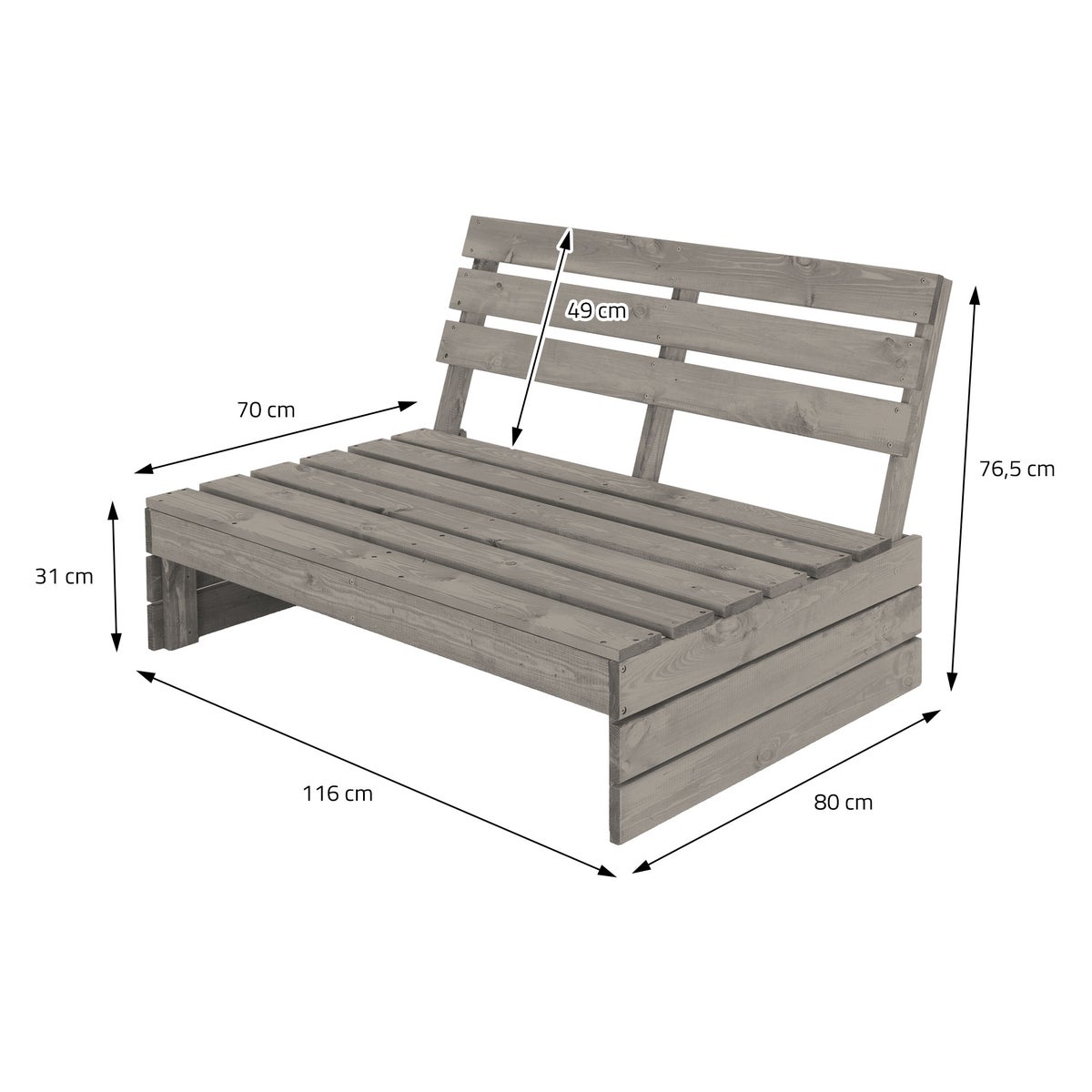 ECD Germany 3-delige tuinmeubelset, 3-zits tuinbank met 2 Adirondack tuinstoelen, massief hout, grijs, bank met rugleuning, parkbank, houten bank, loungeset, tuinfauteuil, fauteuil