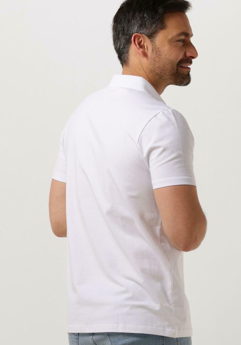 PUREWHITE witte purewhite polo polo with button placket and small print on chest