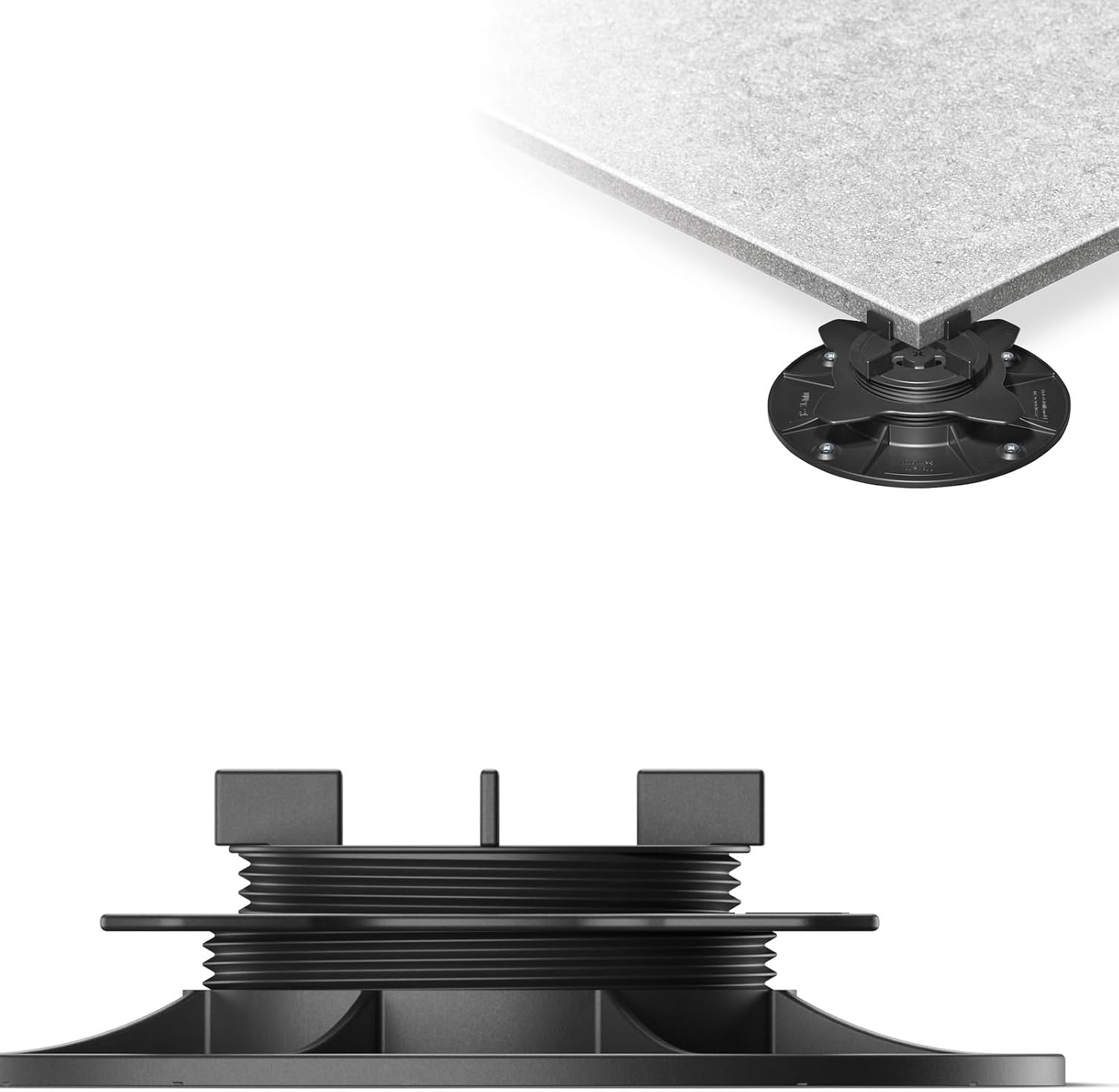 50x LANGFIT® Stelzlager 'M' für Terrassenplatten – Stufenlos höhenverstellbar von 18 bis 36mm – Fugenkreuz 3mm – Flexibles Adaptersystem – Made in Germany – MS-SL18-036-FK