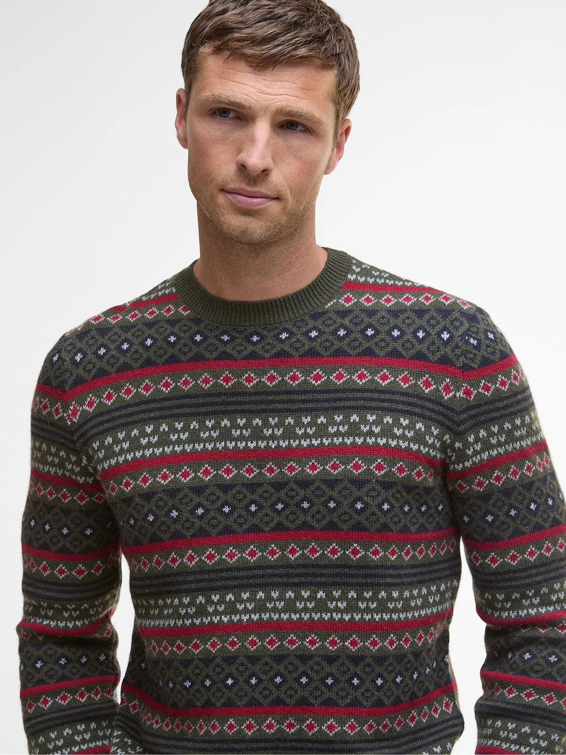 Duffel Groen - Barbour® Easdale Fair Isle Pattern Crew Jumper