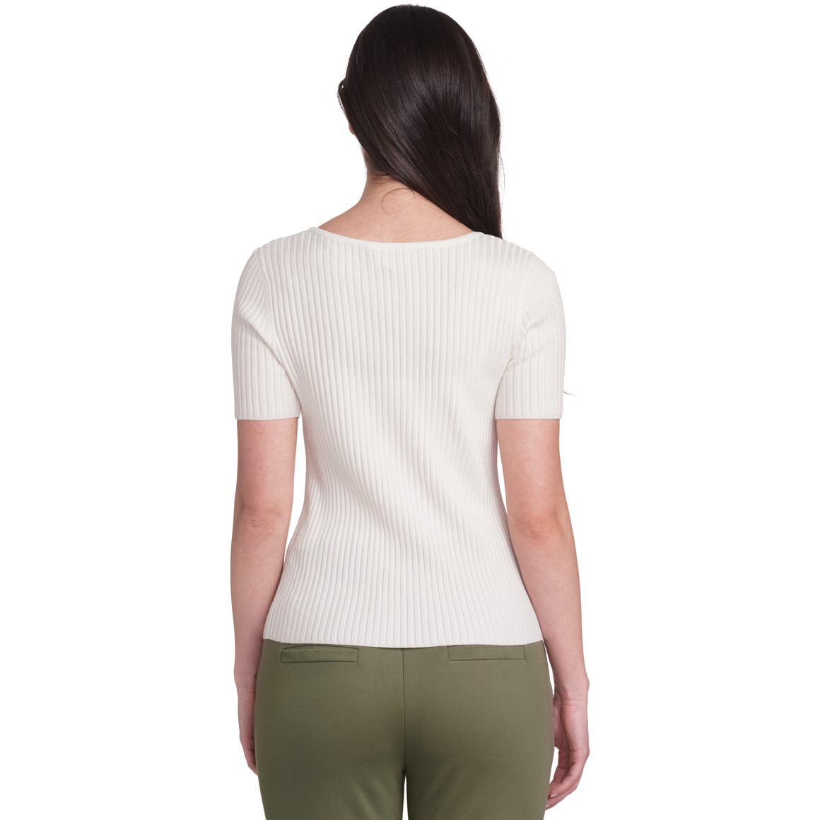 Gina Damen T-Shirt mit Rundhalsausschnitt weiss