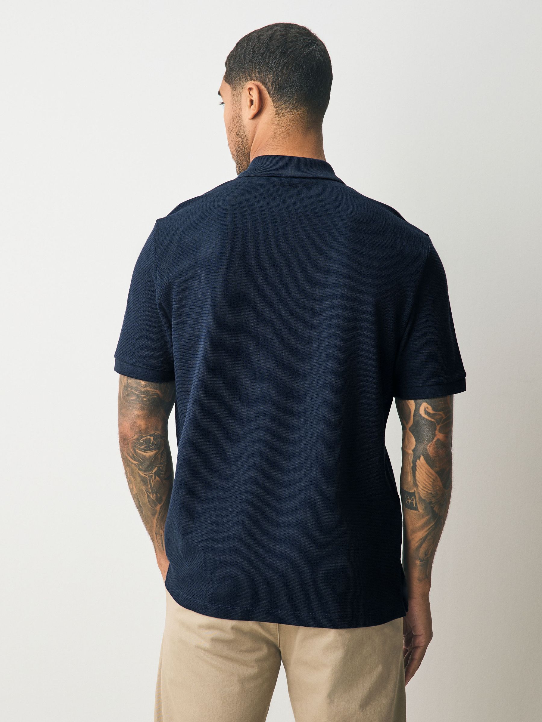 Donkerblauw - Nette poloshirt met textuur