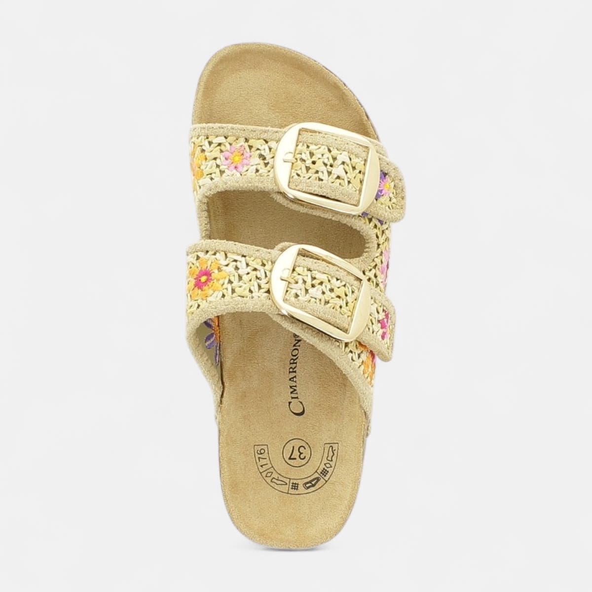 Mules semelle liège à talon compensé Femme beige