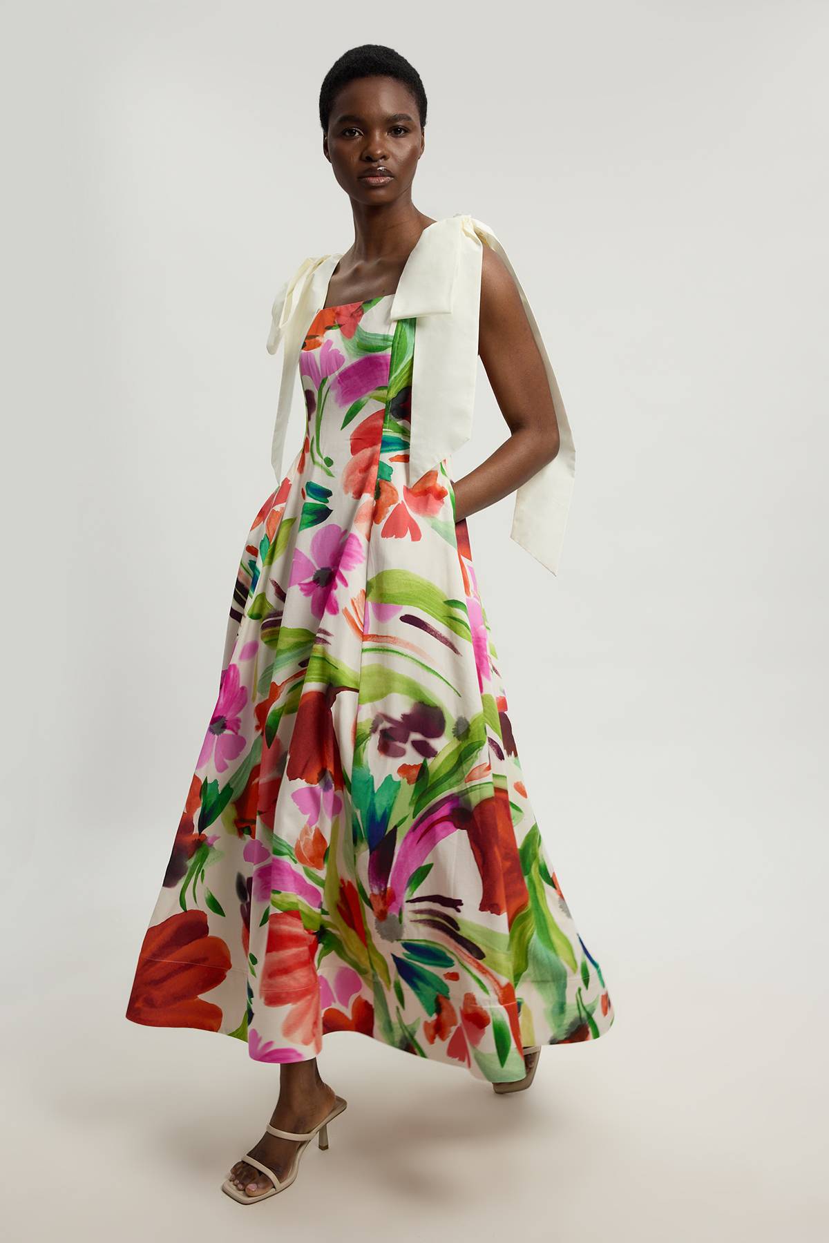 KarenMillen Robe De Soirée Tissée À Imprimé Floral En Viscose Et Lin Petite