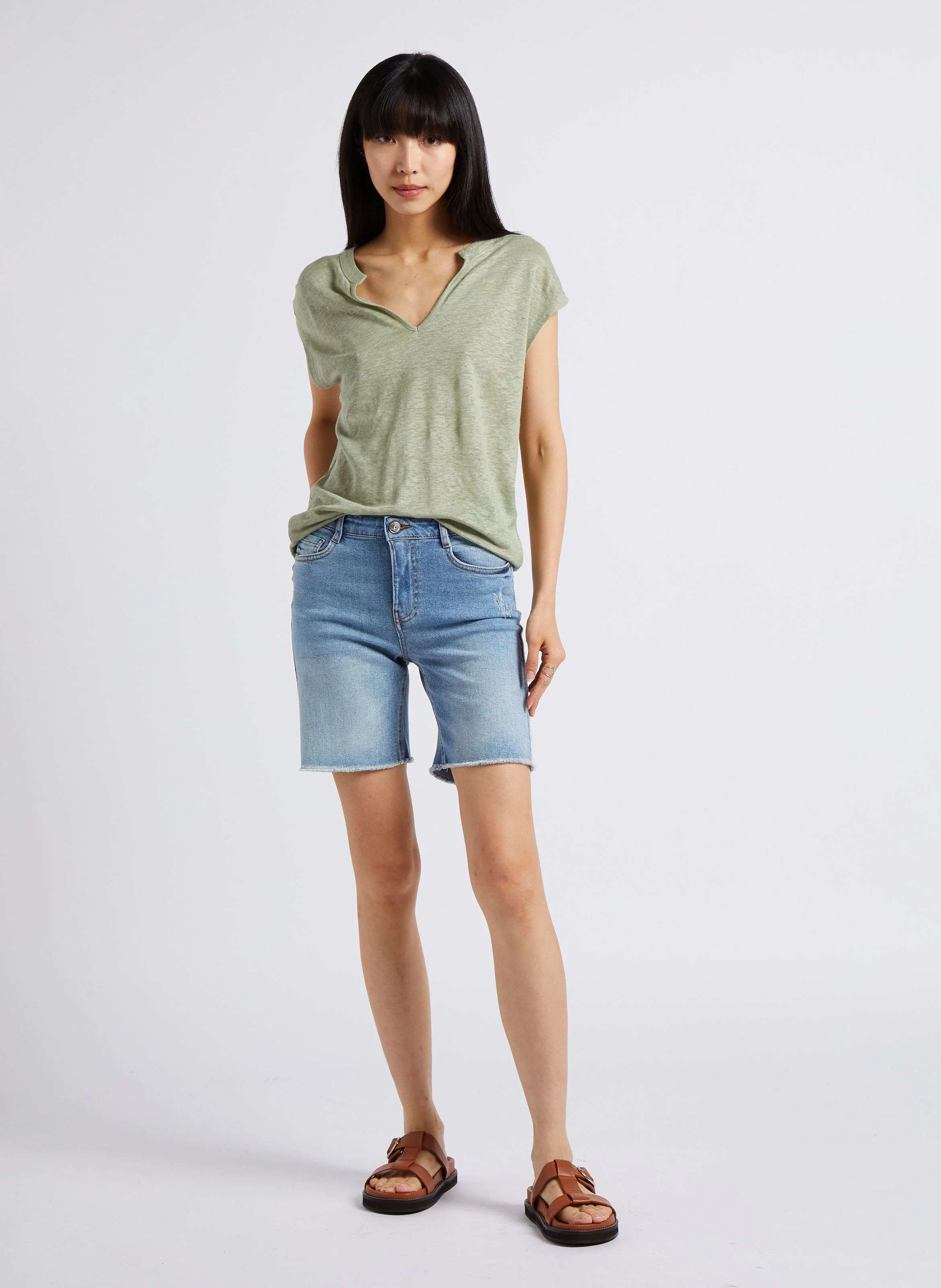 MAX - Short droit en coton | Bleu