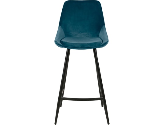CONCEPT1 - Tabouret de bar Lot de 2 T. Bari bleu clair velours (plan)