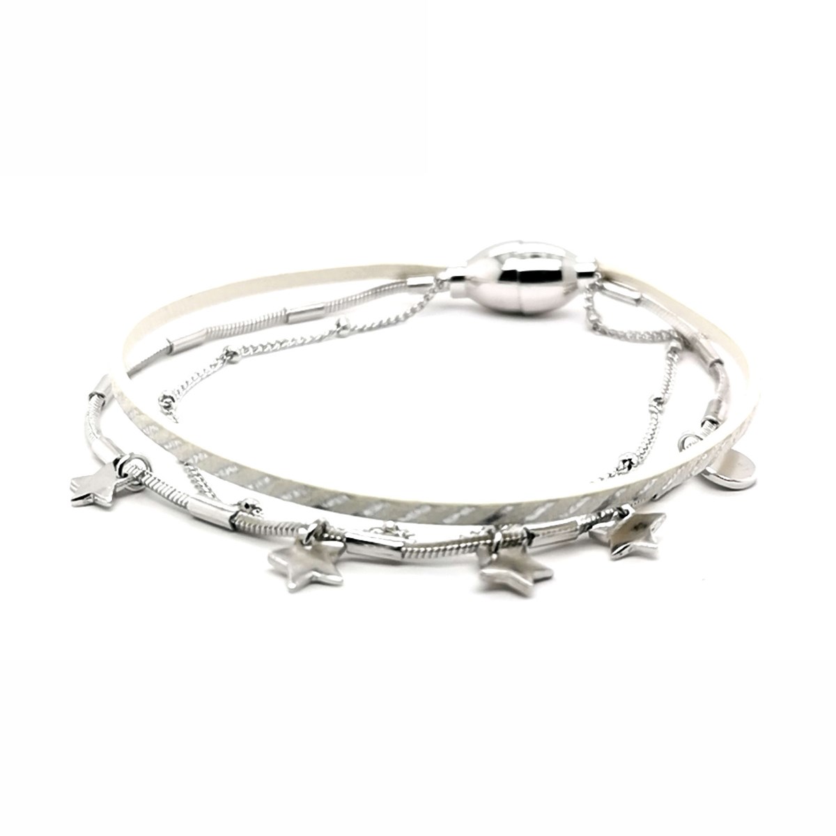 Bracelet Flowerforzoé Féérique Blanc ligne argent T1