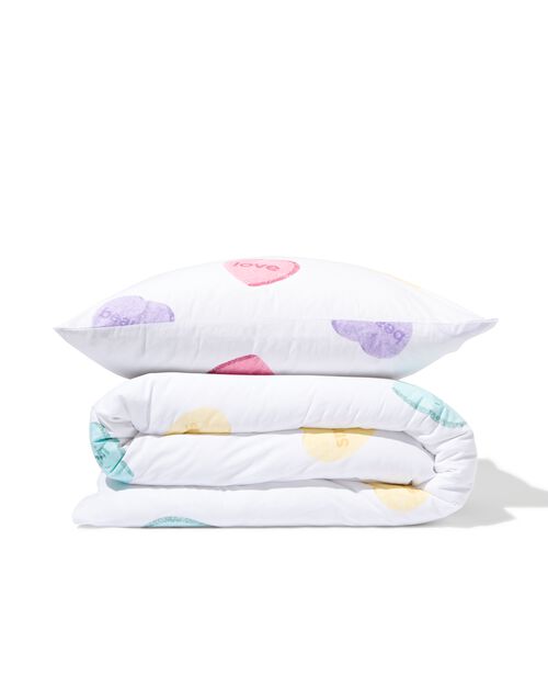 housse de couette coton doux enfant 140x200 coeurs