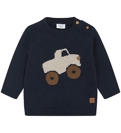 Hust and Claire Bluse - Strick - Pilou - Navy m. Monstertruck