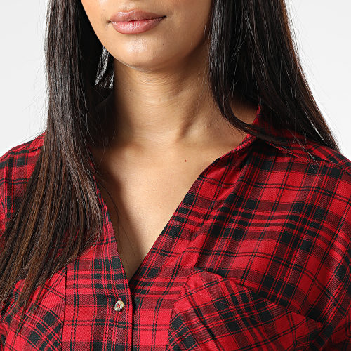 Chemise Manches Longues Femme Ness Carreaux Rouge Noir