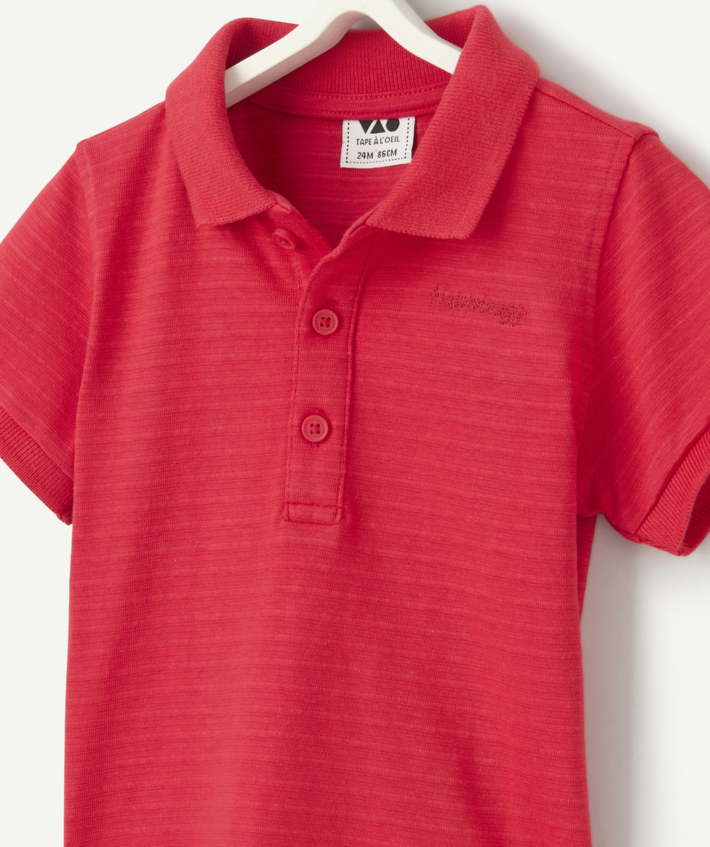 polo manches courtes garçon en coton rouge