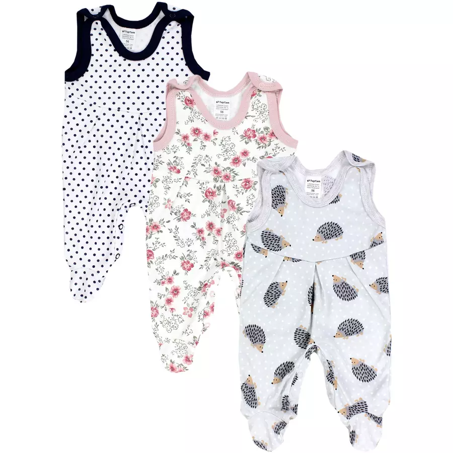 TupTam Baby Mädchen Strampler mit Fuß 3er Pack weiß