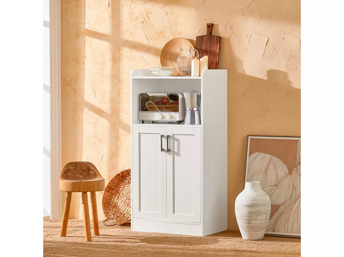Desserte Micro-ondes Meuble de Cuisine Buffet Commode Armoire à Micro-ondes Placard, FSB47-W