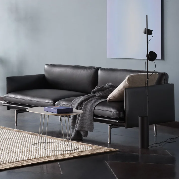 Muuto - Outline Sofa 3-Sitzer, grau (fiord 151) / schwarz
