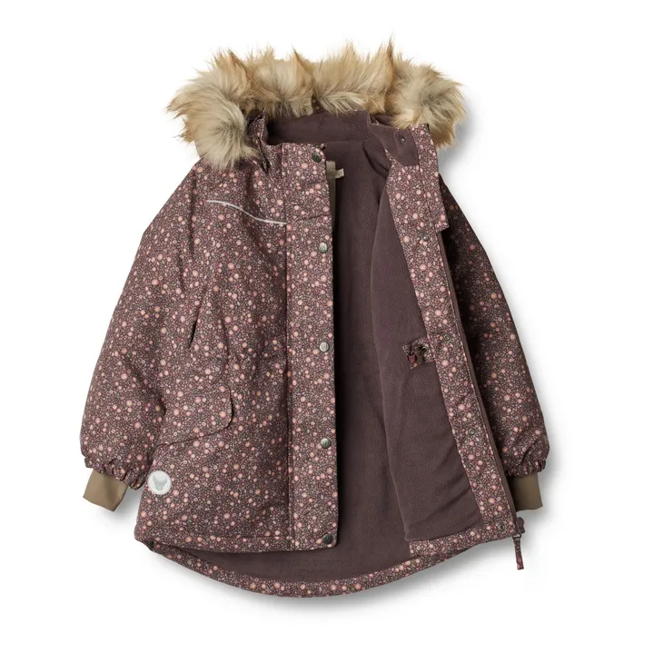 Wheat Parka Fleurie Façon Fourrure Matières Recyclées Mathilde | Aubergine