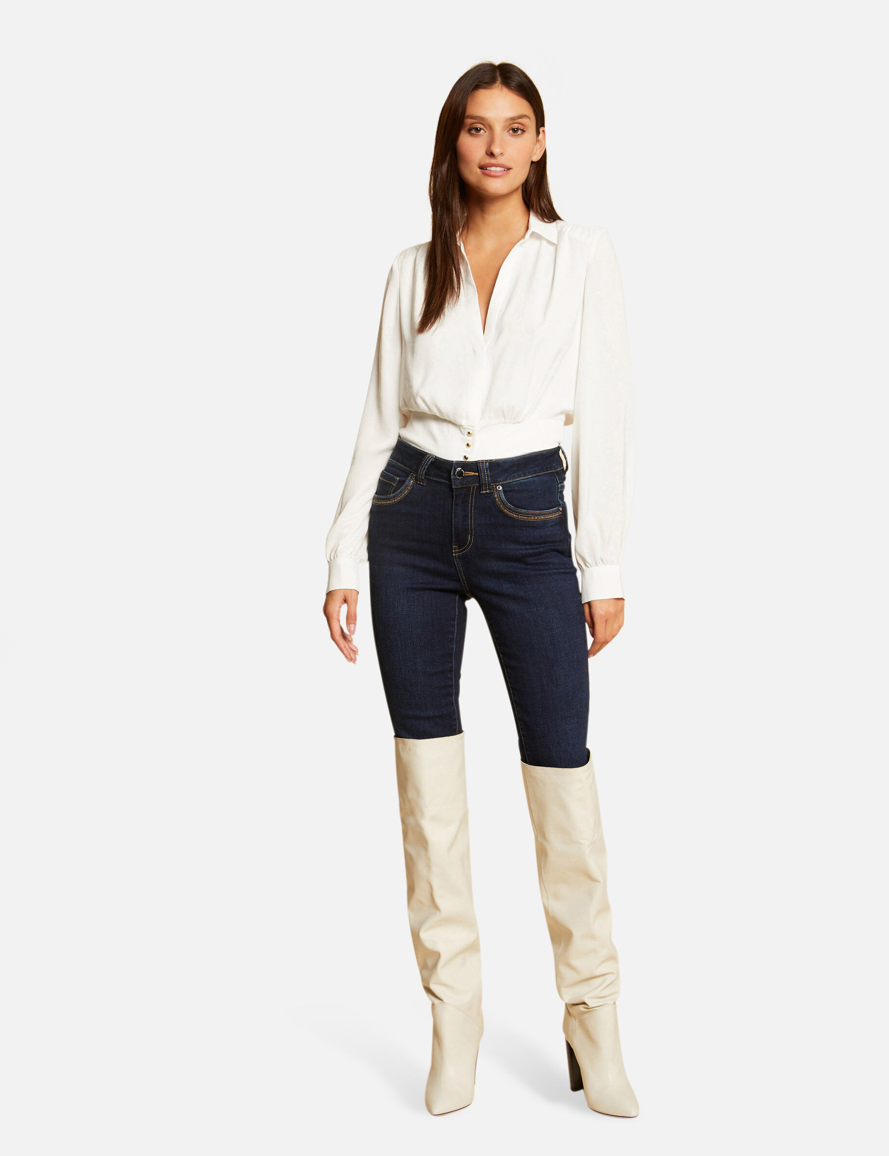 Blouse manches longues ecru femme - ecru