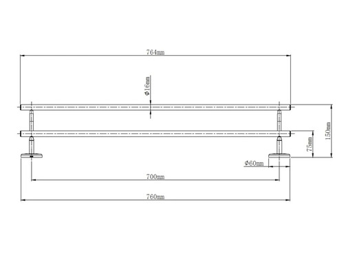 Lenz Flame 77 cm Chroom Handdoekhouder
