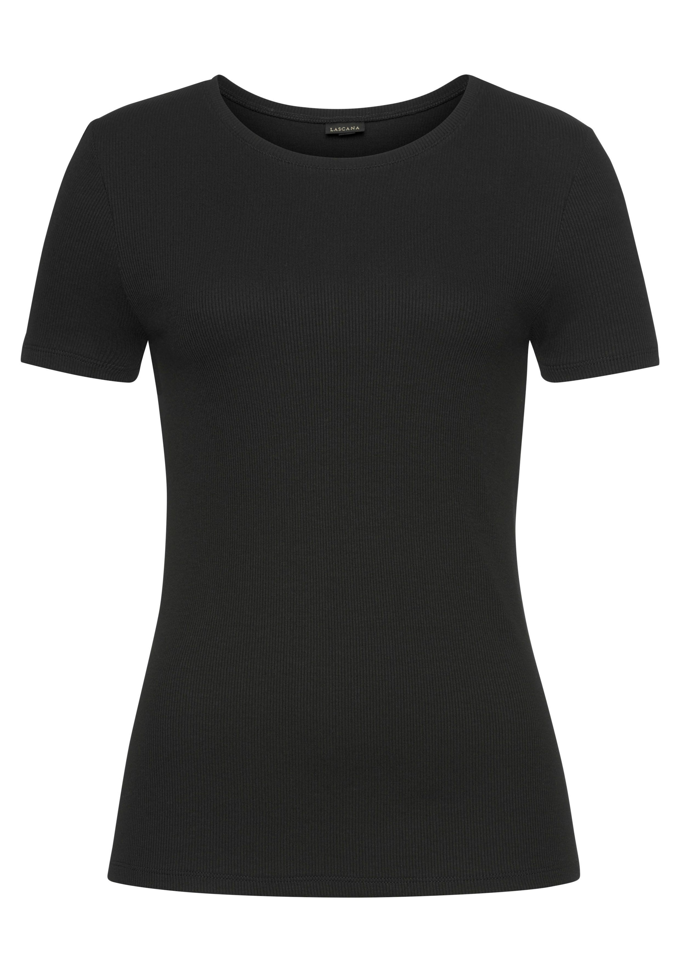 LASCANA T-Shirt 2er-Pack,  aus weicher Rippware