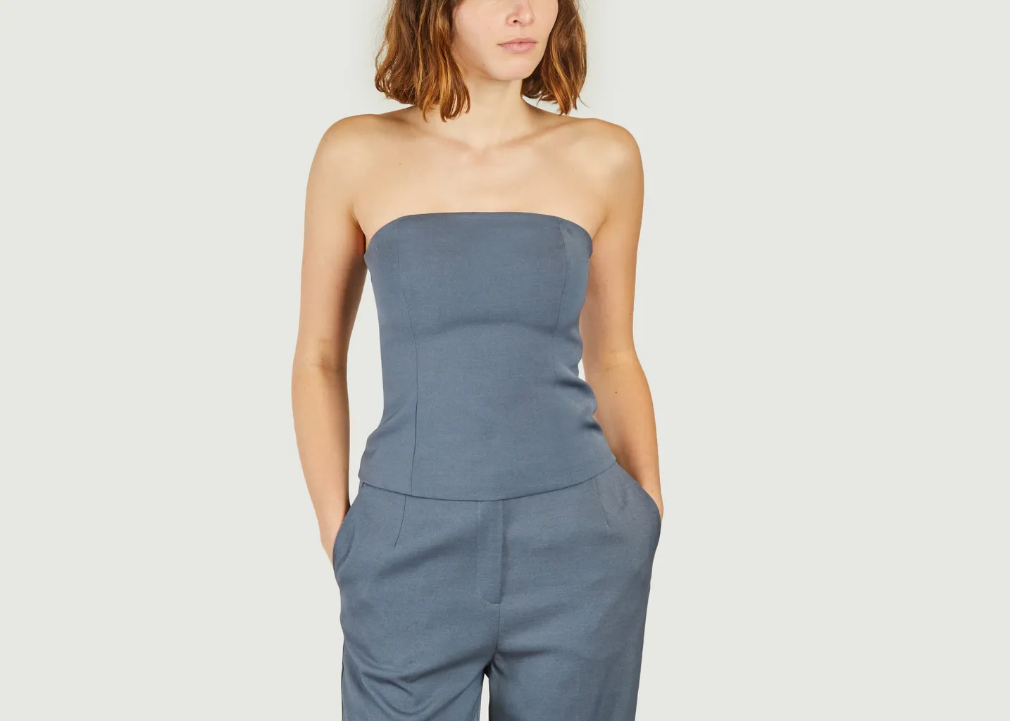 Top bustier uni avec smocks au dos Elyn Samsoe Samsoe