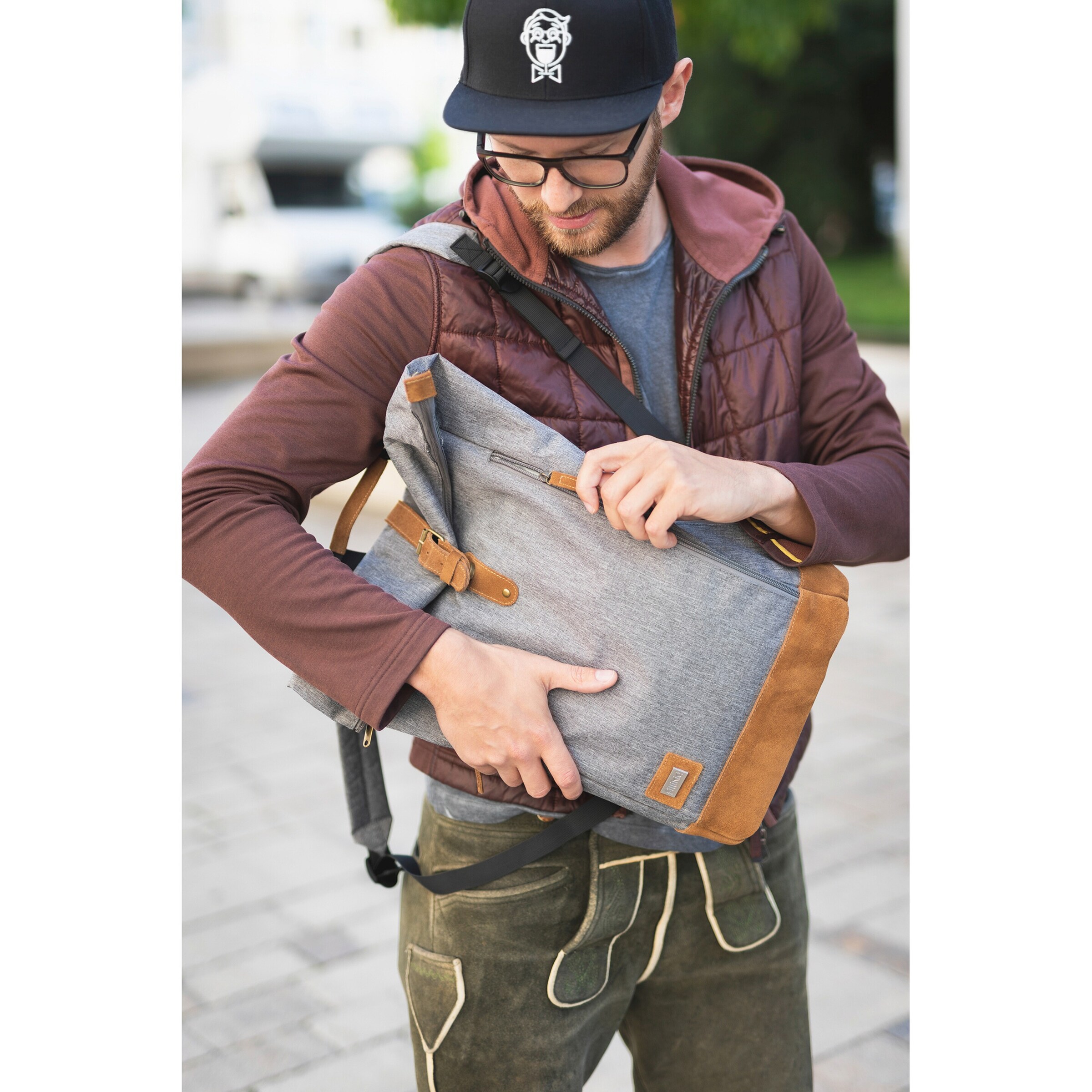 Fillikid Wickelrucksack Berlin grau melange