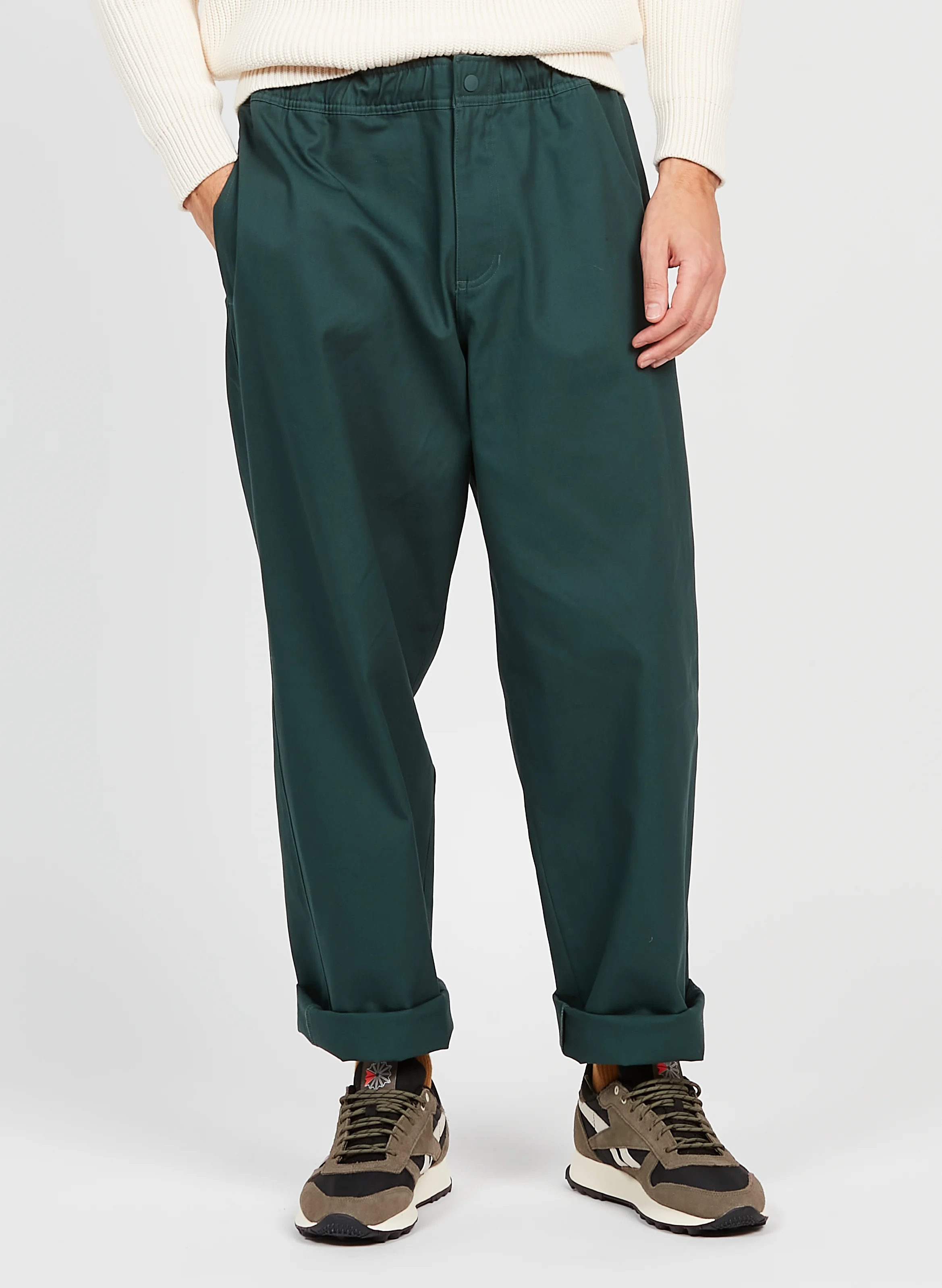 Pantalon droit en coton| Vert