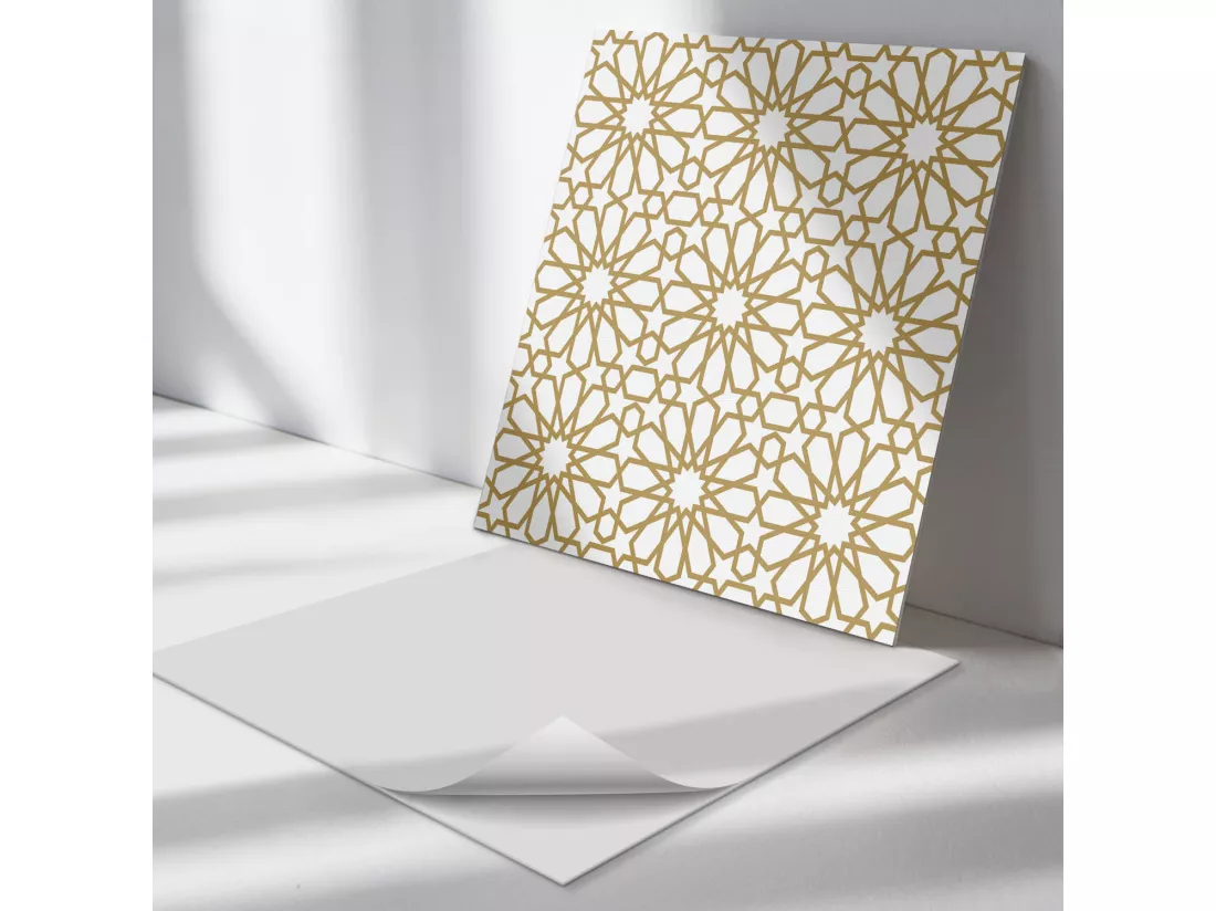 Panneaux muraux autocollants en vinyle imperméable - 4 x 50 x 50 cm - Motif géométrique avec étoiles