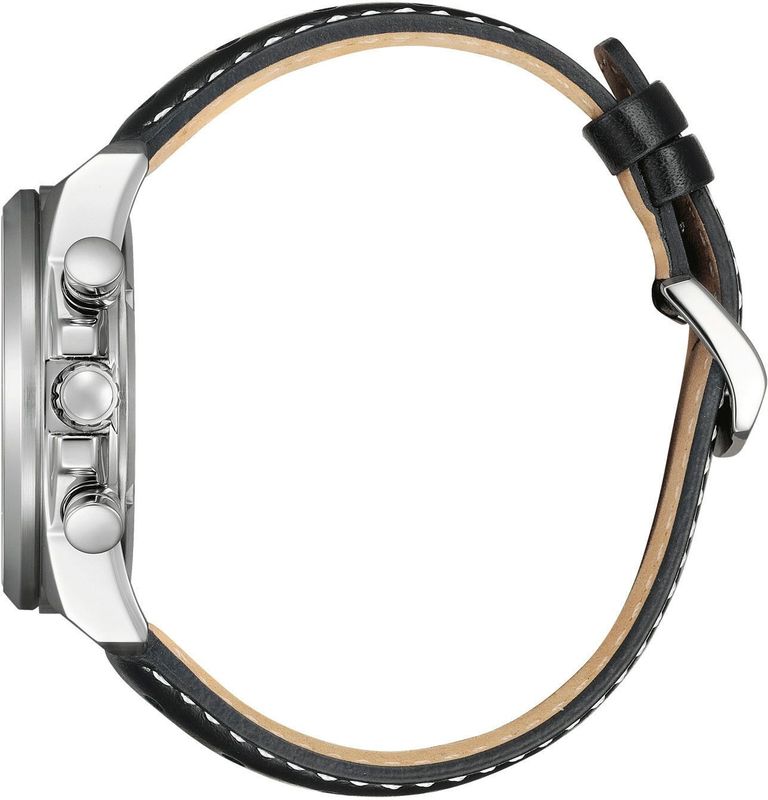 Chrono - Zonne-energie - Zwart - Leer - Zilver - 41 mm