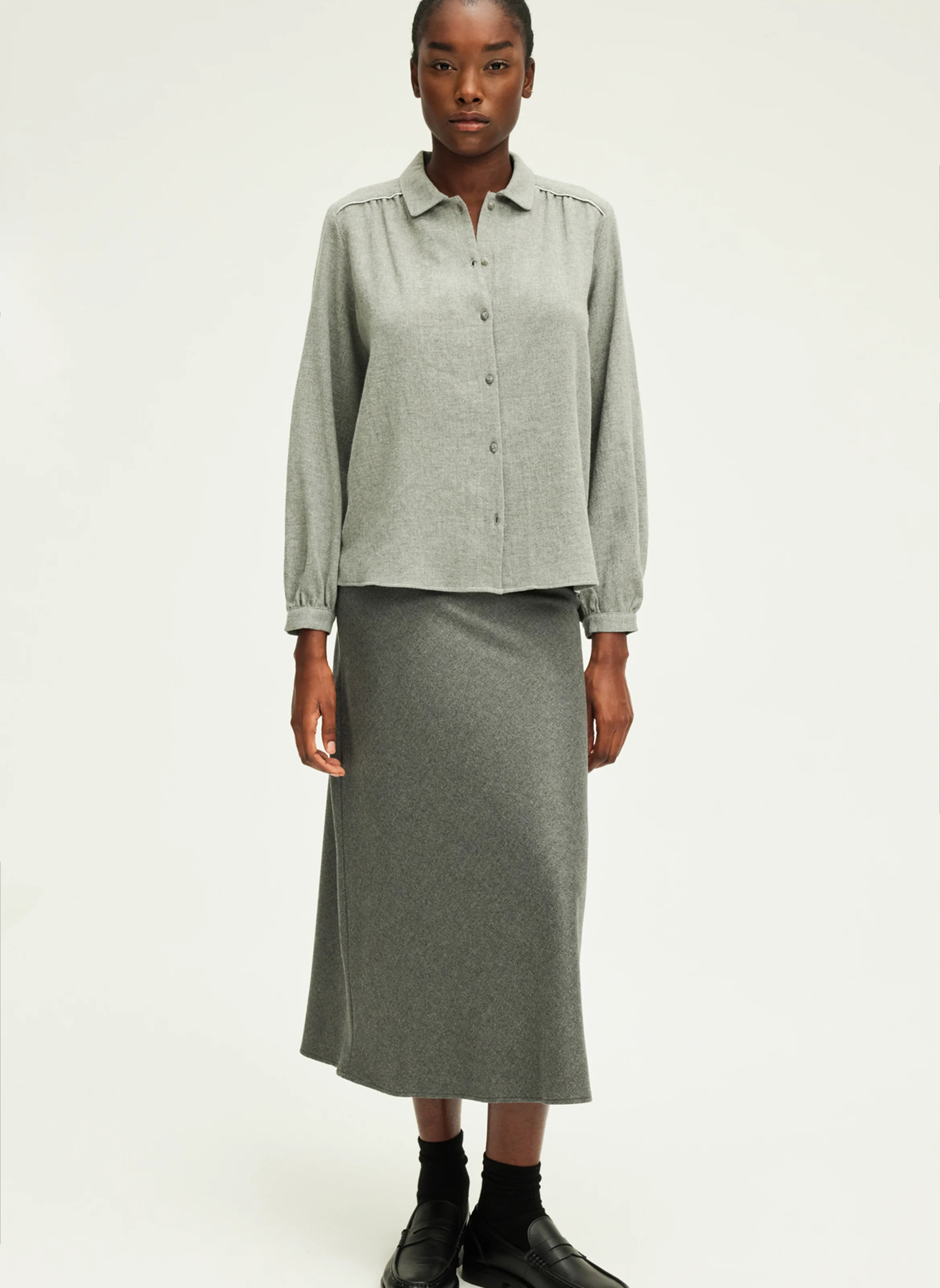 BERMA - Chemise col classique en laine mélangée | Gris
