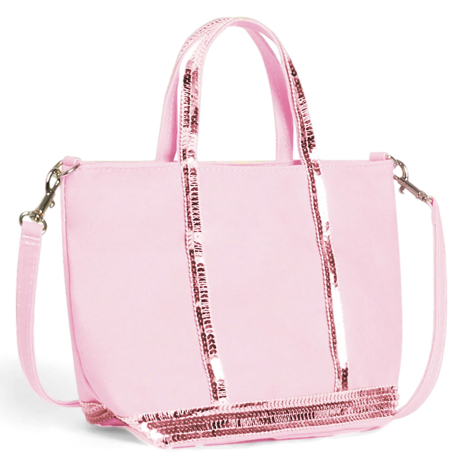 Mini cabas XS à sequins en toile de coton | Rose