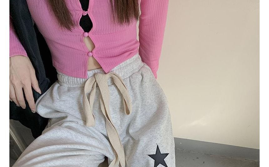 naocy.n - Hoge taille broek met sterrenprint en trekkoord