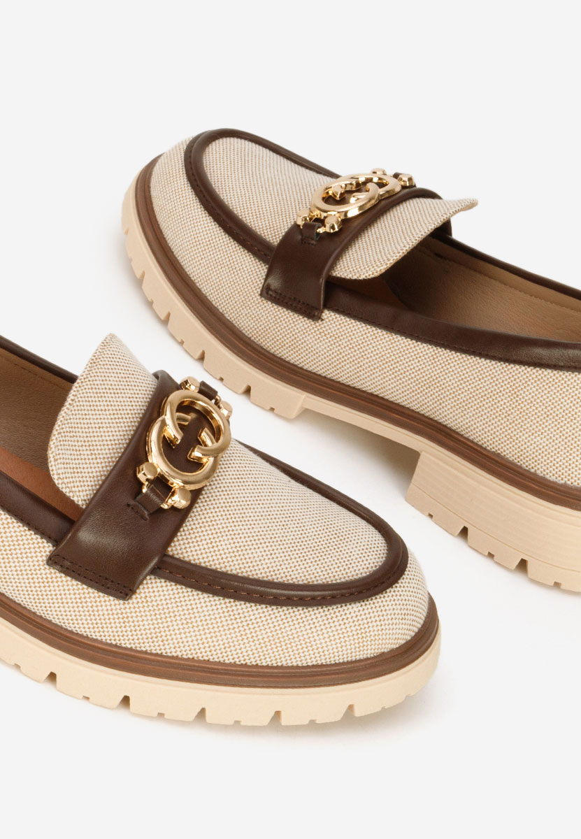 Mocassins femme à semelle épaisse beige Lenisia
